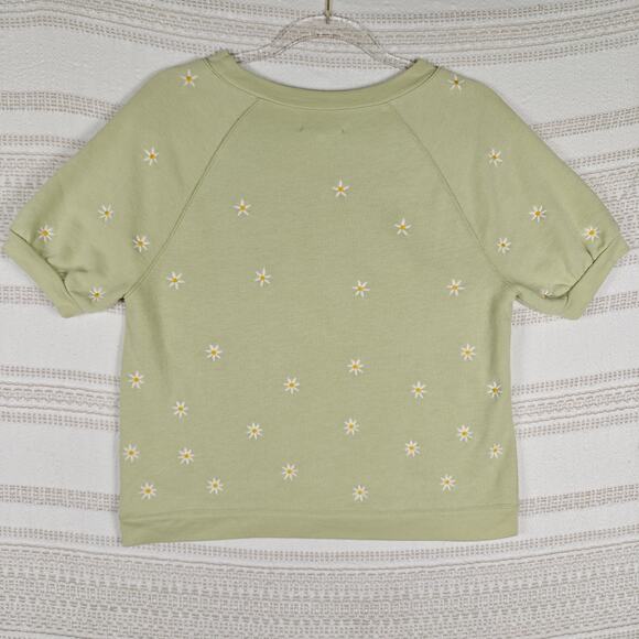 Madewell Green Daisy Embroidered Cropped Shirt Size XXS - Picture 2 of 7